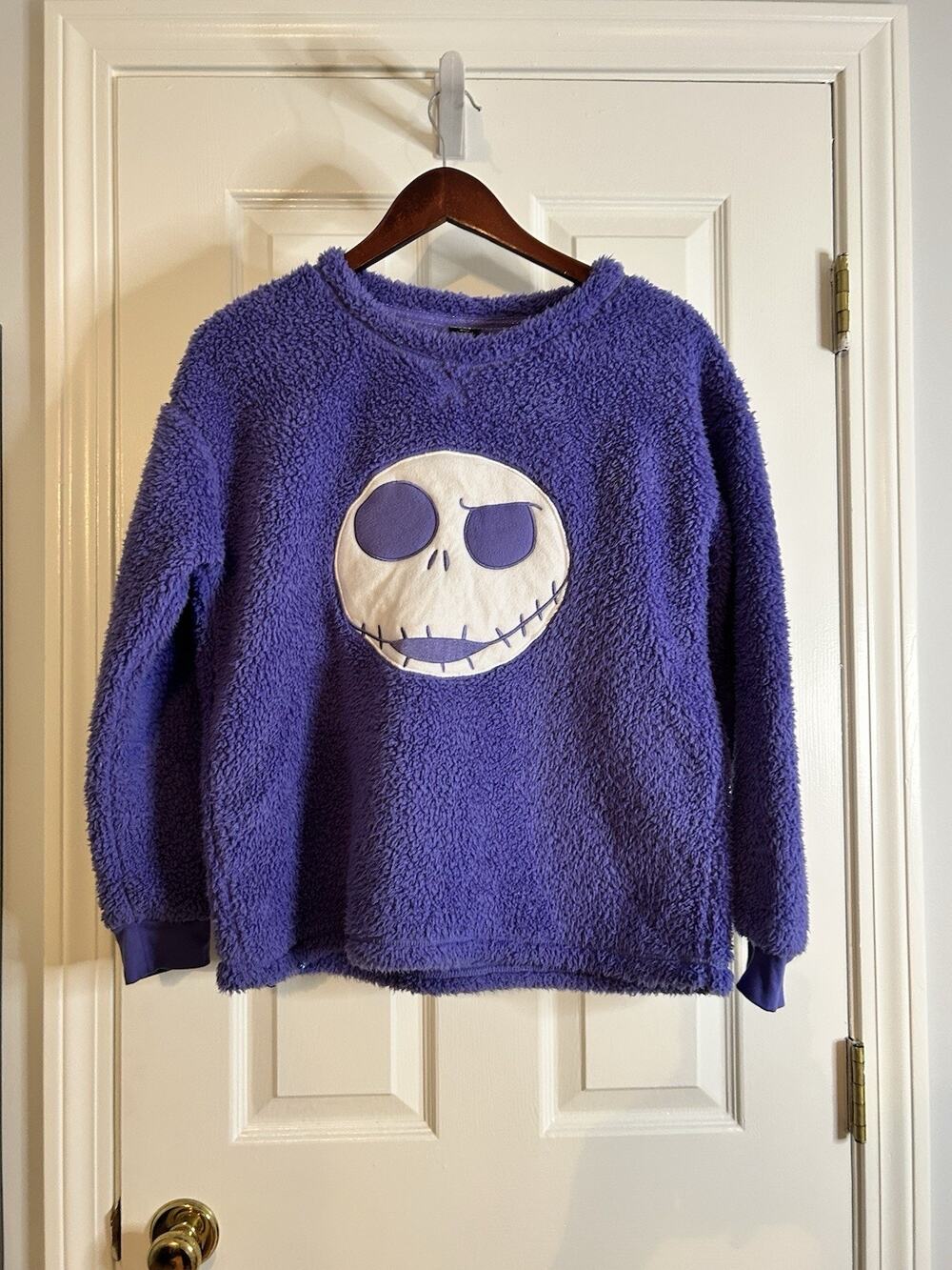 Disney Jack Skellington Womens S Purple Sherpa Fleece Pajama Lounge Top